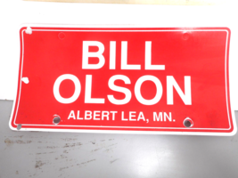 Bill Olson Albert Lea, Mn. Very Thin Plastic Dealer License Plate - £11.06 GBP
