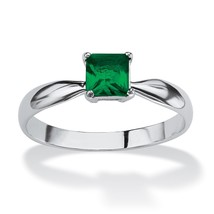 Women Princess Cut Emerald May Birthstone Sterling Silver Ring 4 5 6 7 8 9 10 - £79.92 GBP