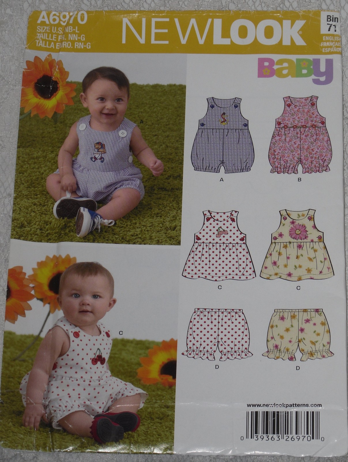New Look Baby Pattern 6970 Babies Romper Dress Panties Sizes Newborn-Large UC - £6.26 GBP