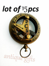 Antique15 Pcs Brass Made Push Button Sundial Compass Style Gift - £75.86 GBP