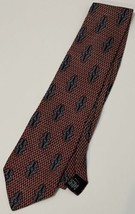 Haggar Clothing Co Necktie Neck Tie 100% Silk Red Black Gold Geometric M... - $7.95