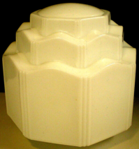 Vtg Art Deco Milk Glass Wedding Cake Tiered Skyscraper Ceiling Light With Fitter - £63.86 GBP