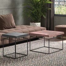 Rousseau 2 Piece Coffee Table Set Aron Metal Grey and Rust - £213.46 GBP