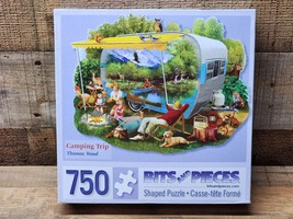 Bits & Pieces SHAPED Jigsaw Puzzle - “Camping Trip” 750 Piece - SHIPS FREE - $18.79