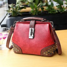 Vintage Rivet Handbaag Female PU Leather Crossbody Bag Contrast Color Shoulder B - £37.30 GBP