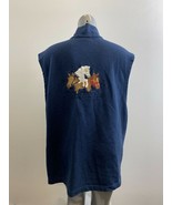 Surpiqure women&#39;s Horse Embroidered Back Full Zip Vest Size XL Blue Cott... - $148.14 MXN