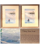 Nancy Ricker Rhett Watercolor Child At Beach Framed Prnt Matted Signed - £23.66 GBP