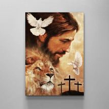 Watercolor Jesus painting Lion drawing Dove Gift  Jesus Christ Canvas Wall Art - £18.27 GBP+