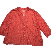 Women’s Orange Cardigan Blouse Top Wooden Buttons Unknown Brand/Size See... - £9.05 GBP