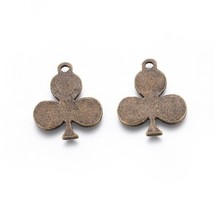 6 Shamrock Charms Clover Pendants Antiqued Bronze Good Luck Findings - £2.59 GBP