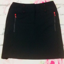 Ann Taylor Loft Womens Stretch Skirt Size 0 Black Red Zipper Pulls on Po... - £12.78 GBP