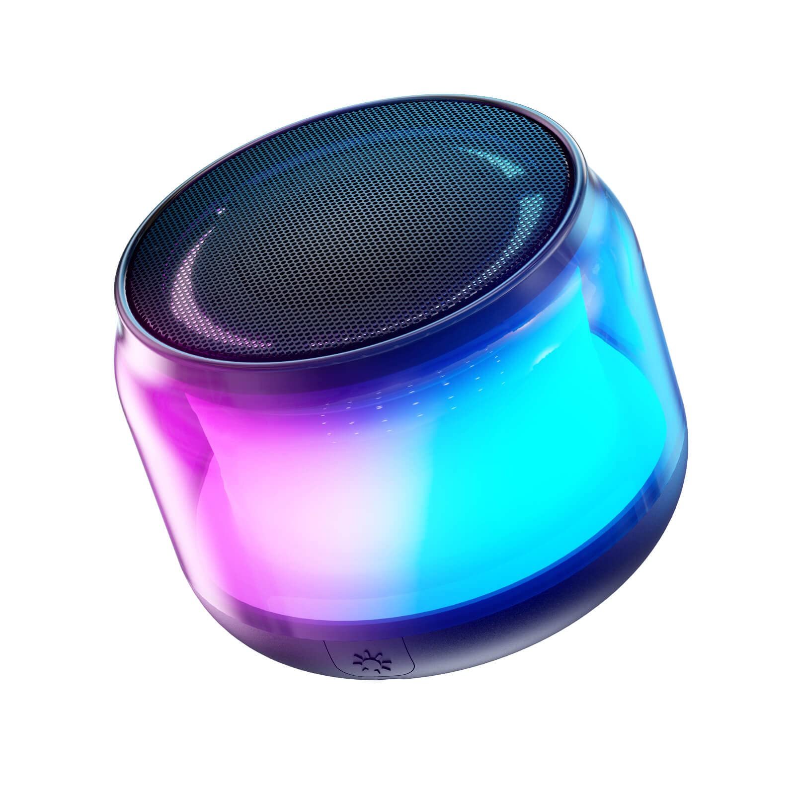LENRUE Portable Bluetooth Speakers with Colorful Lights, Loud Sound, Small Blue