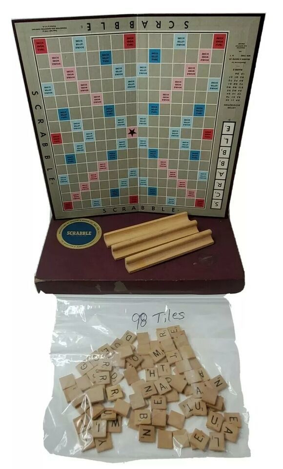 1953 Scrabble Game Replacement Original Incomplete 98 Tiles 3 Racks Boar... - $7.68