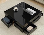 Merax Modern High Gloss Multi-Storage Square Cocktail Coffee Table with ... - $500.99