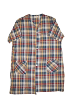Vintage BVD Shirt Mens XL Plaid Lounger V Neck Lightweight Robe Button Front - £22.37 GBP