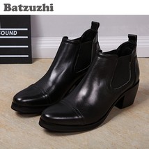 Cm heels men boots black ankle boots genuine leather men business wedding shoes zapatos thumb200