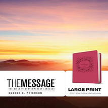 The Message Large Print (Leather-Look, Dusty Rose Floral): Bible in Pink - £62.48 GBP