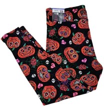 NOBO Halloween Pumpkin Skull Print Sueded High Rise Leggings Size Large ... - £5.20 GBP