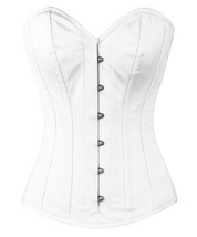 Victorian Full Steel Boned Spiral Over bust Bustier Gothic White Cotton ... - £33.53 GBP+