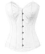 Victorian Full Steel Boned Spiral Over bust Bustier Gothic White Cotton ... - £33.38 GBP+