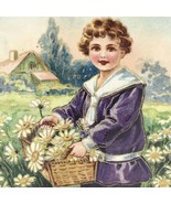 Birthday Wishes 1913 Greetings Antique Postcard Vintage Victorian Child ... - £8.60 GBP