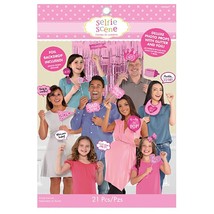 Pink Girl Baby Shower Deluxe Party Photo Props with Foil Backdrop 21 Pie... - £5.56 GBP