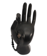 Black Onyx Bead Bracelet 7 Inches Stretchy with Boho Charm Vintage  - $248.79 MXN