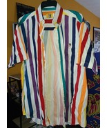 Vintage Duck Head Made In USA Pastel Button Down Striped Shirt Size Large - €38,37 EUR