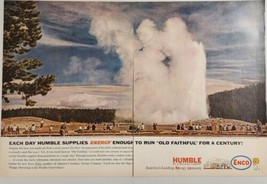 1962 Print Ad Humble Oil &amp; ENCO Old Faithful Geyser Yellowstone National Park - £17.80 GBP
