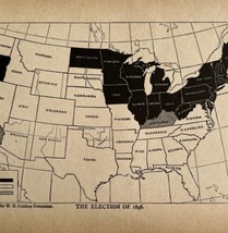 1896 Election Political Map 1900 Print New Declaration History Struggle ... - $29.99