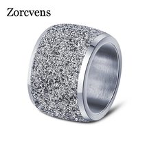 ZORCVENS silver color/Rose Gold Color Stainless Steel Rings 16mm Frosting Surfac - £7.70 GBP