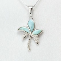 925 Sterling Silver Topaz Larimar Pendant Larimar Gemstones Necklace Pendant Sil - £16.06 GBP