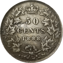 1888 Kanada 50 Cents - Queen Victoria Laureate Portrait, Revival Strike - $13.32