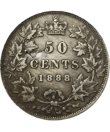 1888 Kanada 50 Cents - Queen Victoria Laureate Portrait, Revival Strike - $18.69 CAD