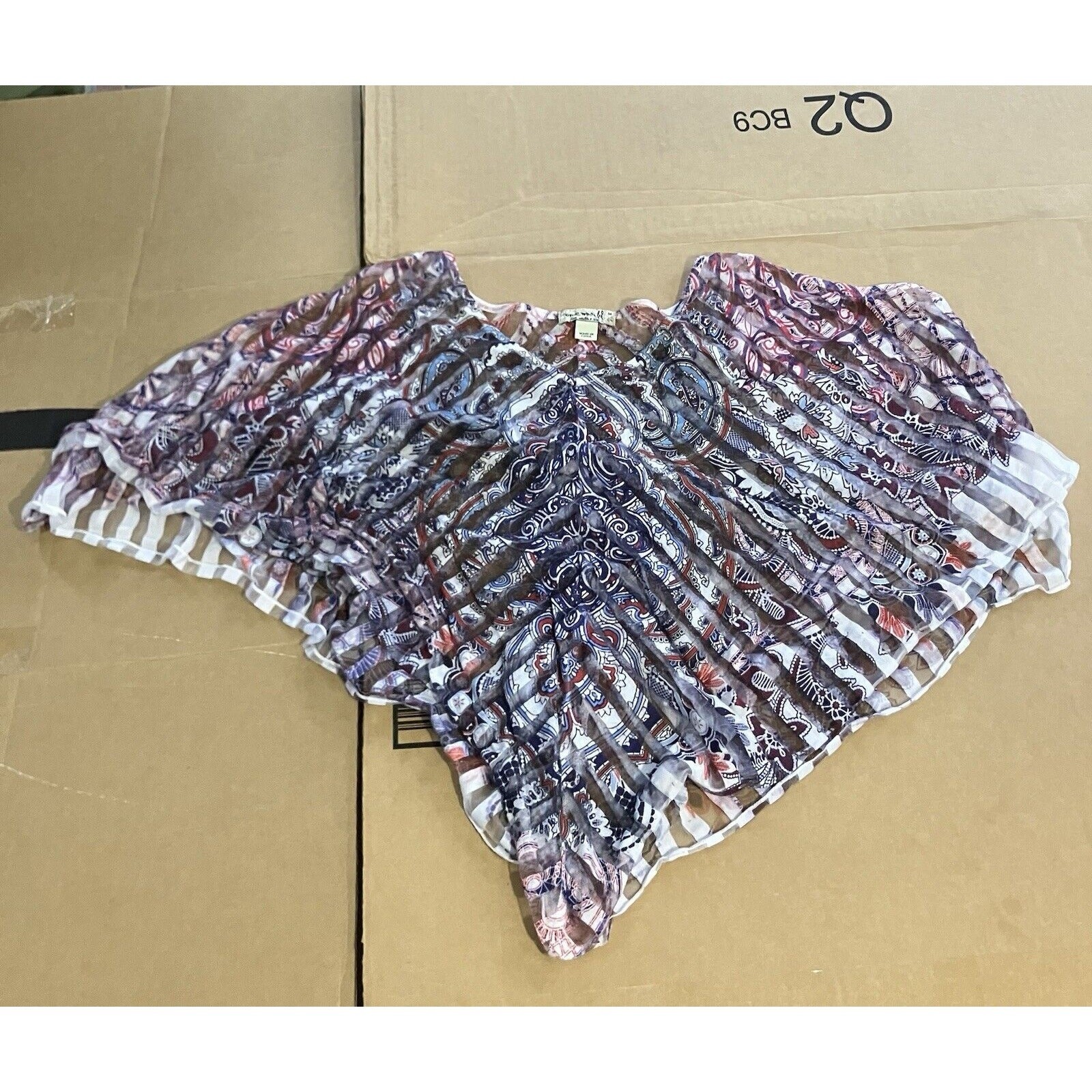 One World One Size Cape Shirt, Pink-Gray Top, Unique, Polyester Nylon, Cape - $13.85