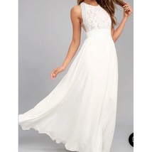 LULUS SZ M Forever and Always White Lace Maxi Bridal Party Formal Dress NEW Tags - £38.20 GBP