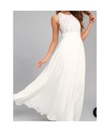 LULUS SZ M Forever and Always White Lace Maxi Bridal Party Formal Dress ... - £37.91 GBP