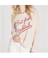 WILDFOX Women’s Pink “But First Cocktails” Pullover Sweatshirt Size Small - $603.17 MXN