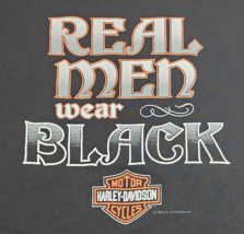 Vtg 1991 Black Harley Davidson Real Men Wear Black Single Stitch Shirt -... - £38.04 GBP