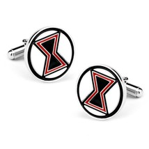 BLACK WIDOW CUFFLINKS Comic Book Movie Super Hero Fan Round NEW with GIF... - $11.95
