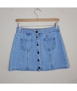 Brandy Melville | Light Wash Snap Front Denim Mini Skirt, size 27 - £17.72 GBP