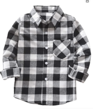 NWT Shangaige Unisex Kids Long Sleeve Button Collared Pocket Flannel Shi... - £6.12 GBP