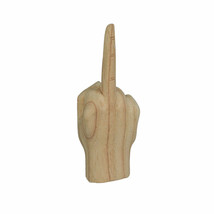 Carved Wooden Flipping The Bird Hand Gesture Statue Natural Finish Home Decor - £20.47 GBP