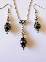 Hematite Victorian silver jewelry set Boho jewelry set bohemian set Anti... - €44,95 EUR