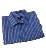 Calvin Klein Button Up Shirt Men XL Sz 17.5 Long 36/37 Sleeve Blue White... - £10.11 GBP