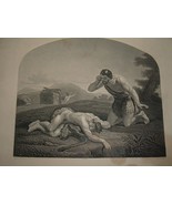 Andre Sacchi death of abel engraved print vintage - $841.50