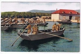 Military Postcard WW1 US Army Engineers Building Pontoon Bridge Brown Bros - £5.79 GBP