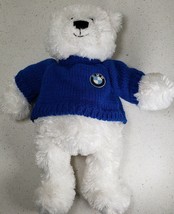 VTG BMW 16&quot; Gund White Blue Knit Sweater Plush Bear Exclusive RARE 09/2015 - £14.89 GBP
