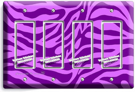 Purple Zebra Animal Print Stripes Light 4 Gang Gfci Switch Wall Plate Room Decor - £17.68 GBP