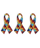 3 AUTISM AWARENESS PINS 1.25&quot; Metal Puzzle Ribbon Lapel Pin Hat Tie Tack... - $223.70 MXN